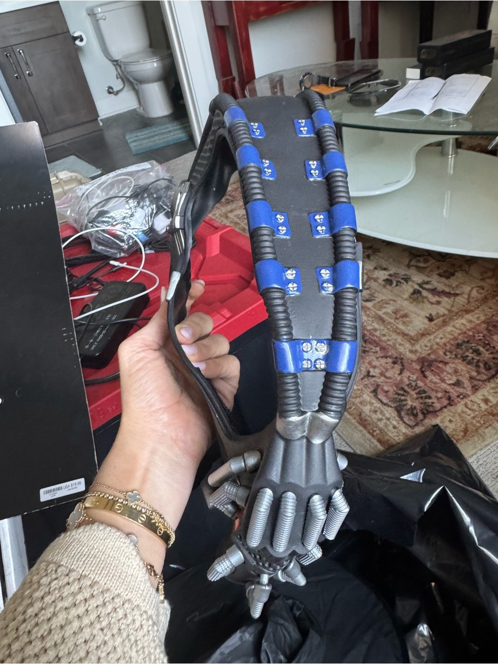 New bane costume mask Futuristic Blue & Black Steampunk Glove Accessory